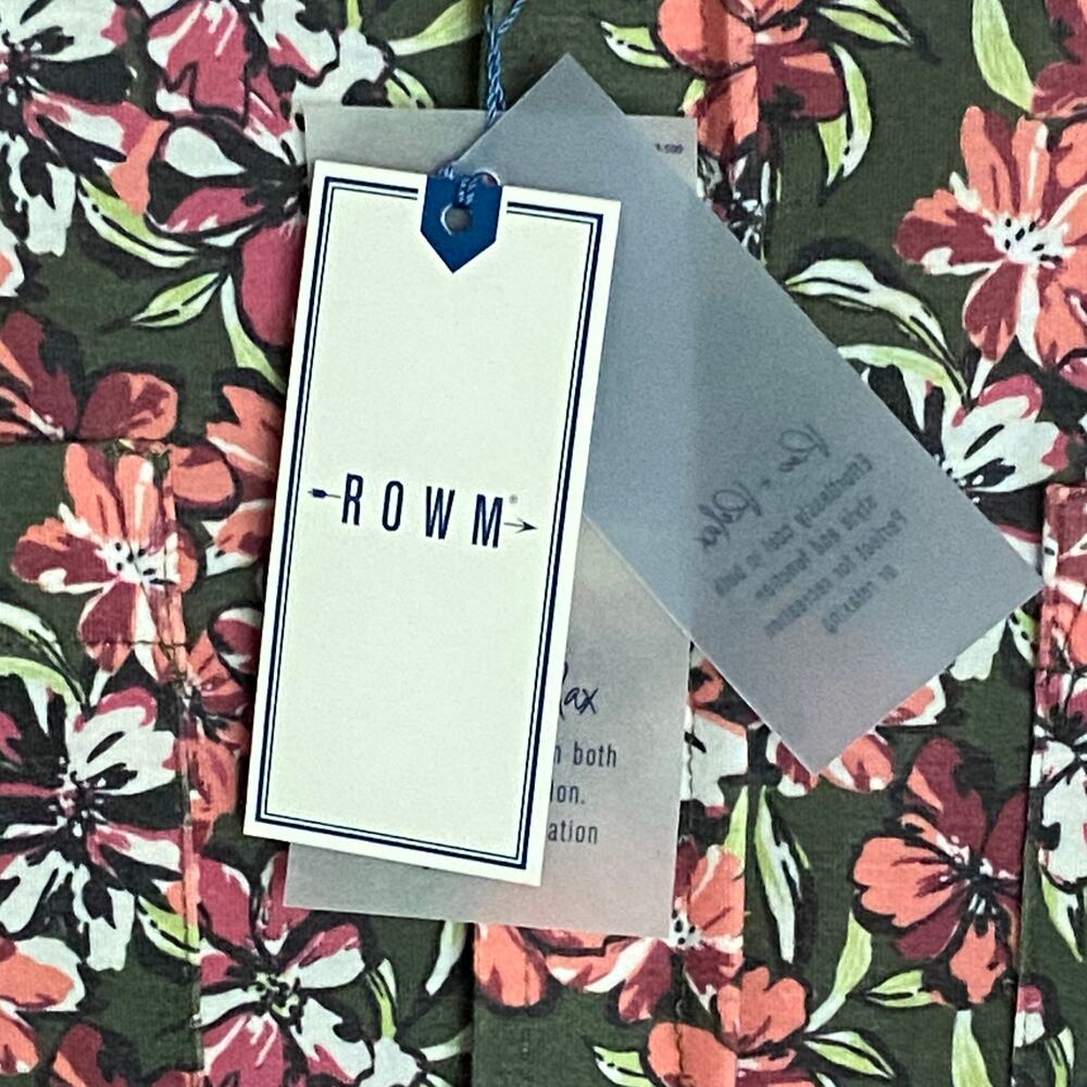Rowm Men's Shirt Medium Casual Short Sleeve Pockets Pink Gray Floral UPF 30+ NEW - Picture 11 of 15
